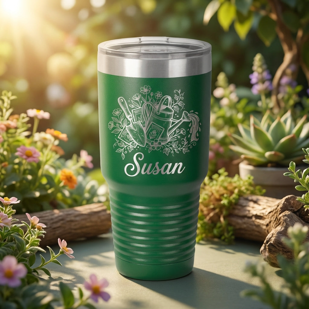 Personalized Gardener Tumbler, Custom Gardening Gift for Her, Mother's Day Birthday Gift, Laser Engraved Garden Lover Mug, Durable Steel - View 7