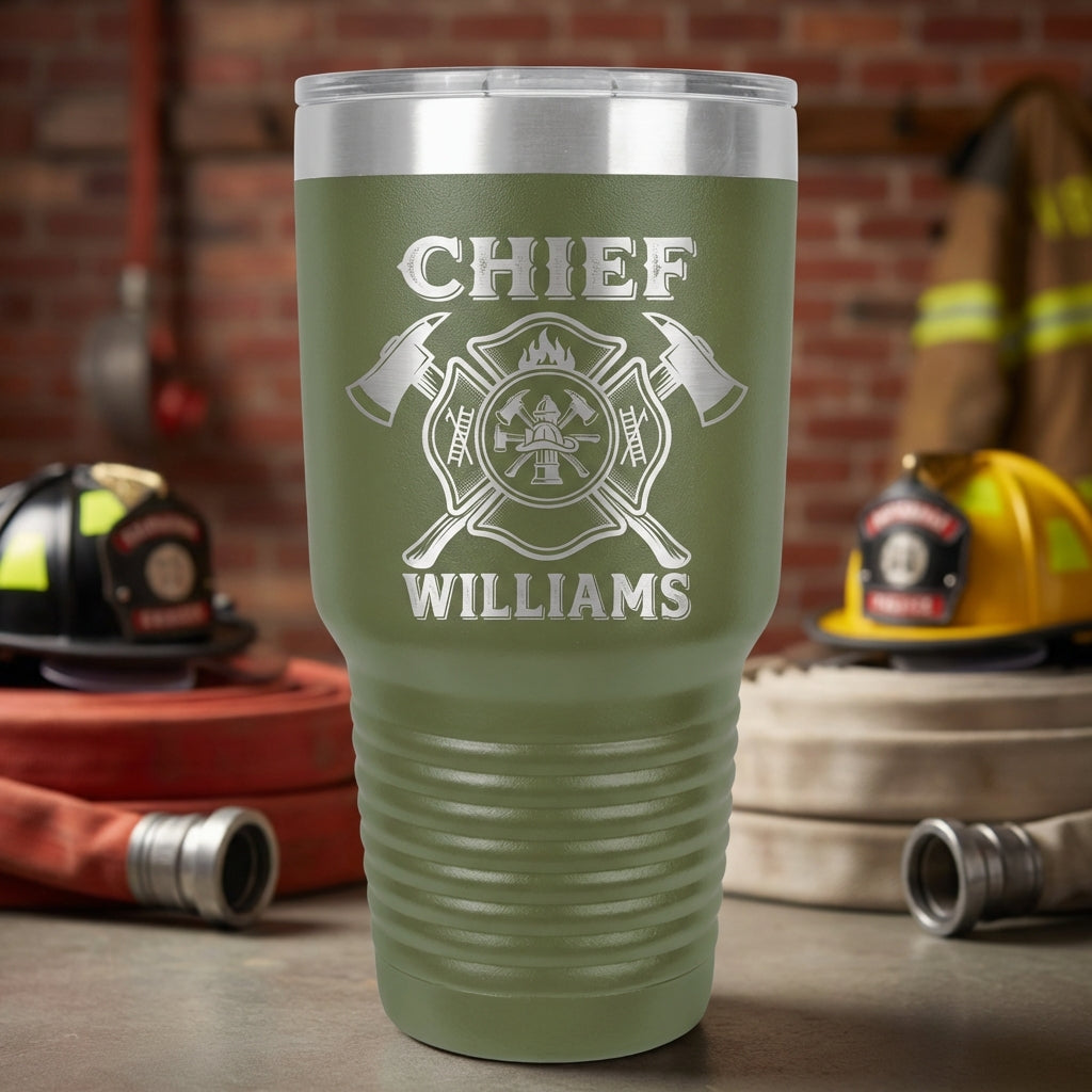 Personalized Firefighter Chief Gift Tumbler - Promotion Retirement Thank You - Laser Engraved Durable - Custom Name - View 8