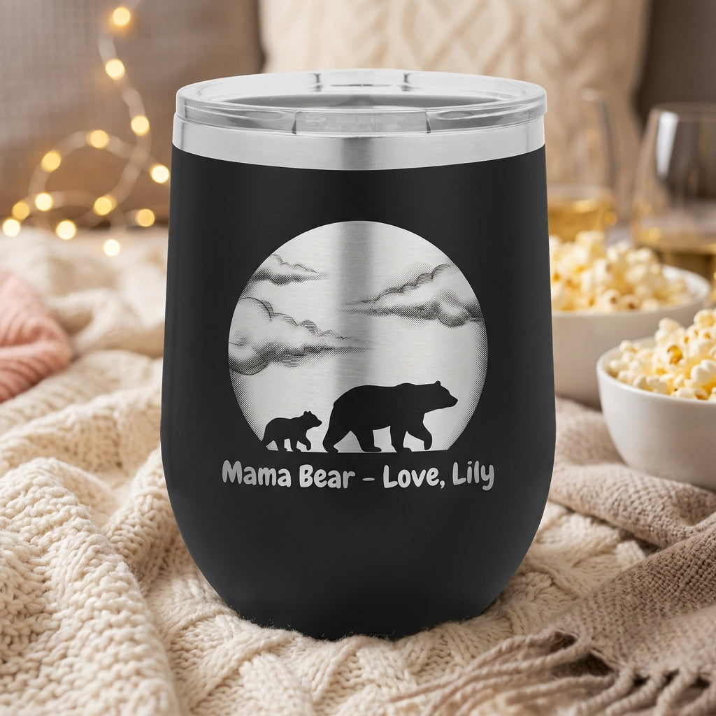 Personalized Mama Bear Tumbler for Mom - Mother's Day Gift - Laser Engraved Motherhood Design - Durable Stainless Steel Custom Name - View 1