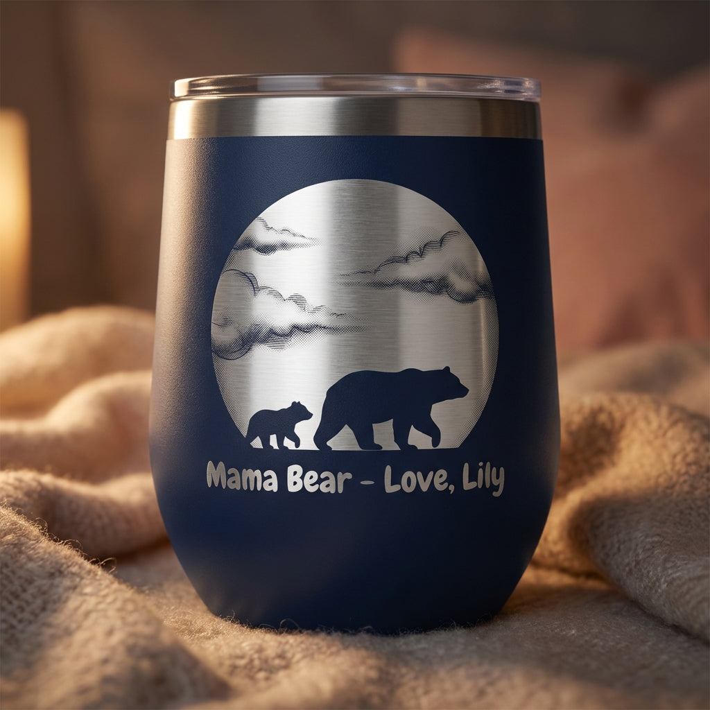 Personalized Mama Bear Tumbler for Mom - Mother's Day Gift - Laser Engraved Motherhood Design - Durable Stainless Steel Custom Name - View 4
