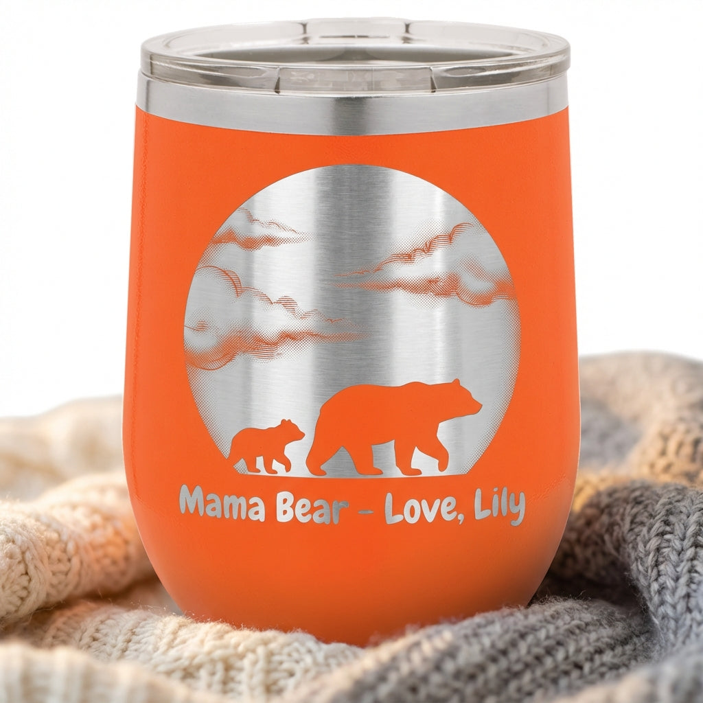 Personalized Mama Bear Tumbler for Mom - Mother's Day Gift - Laser Engraved Motherhood Design - Durable Stainless Steel Custom Name - View 5