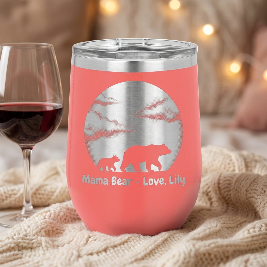 Personalized Mama Bear Tumbler for Mom - Mother's Day Gift - Laser Engraved Motherhood Design - Durable Stainless Steel Custom Name - View 6