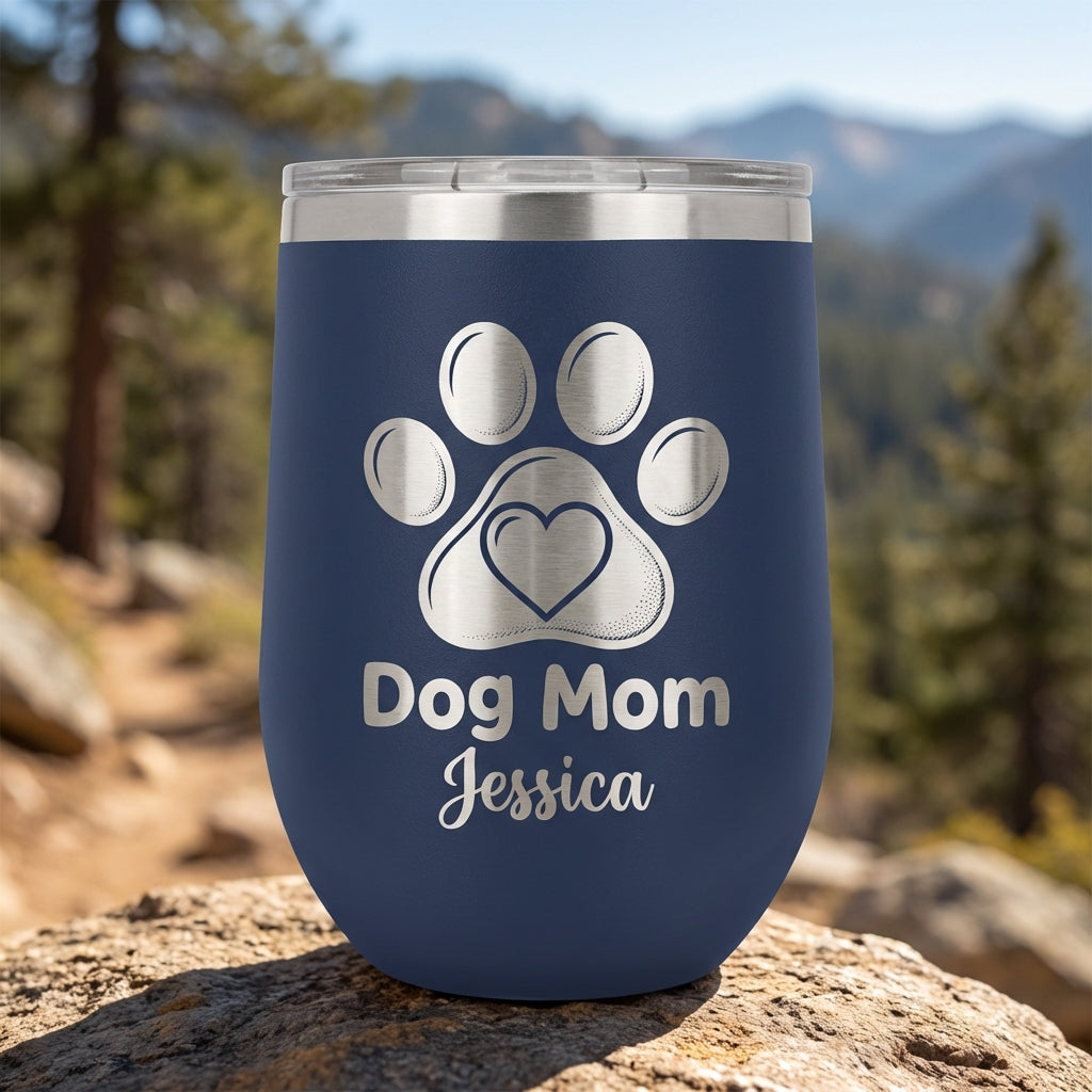 Personalized Dog Mom Tumbler - Laser Engraved Pet Lover Travel Mug - Custom Paw Print Cup - Mother's Day Birthday Gift for Her - View 5