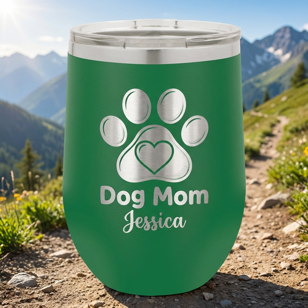 Personalized Dog Mom Tumbler - Laser Engraved Pet Lover Travel Mug - Custom Paw Print Cup - Mother's Day Birthday Gift for Her - View 6