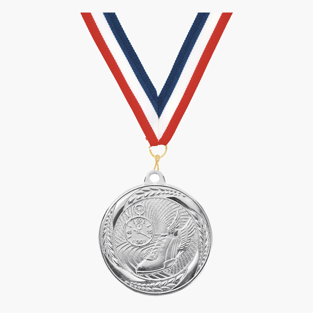 Personalized Track Medals with Neck Ribbon - Gold Silver Bronze - Custom Engraved