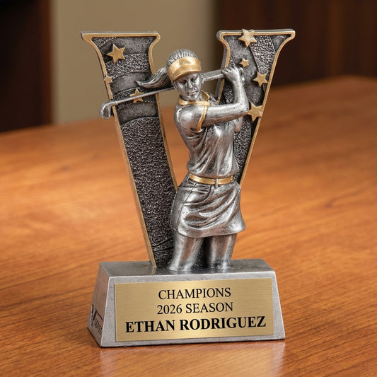 Personalized Golf Trophy 5" - Custom Engraved V for Team, Coach & MVP - View 2