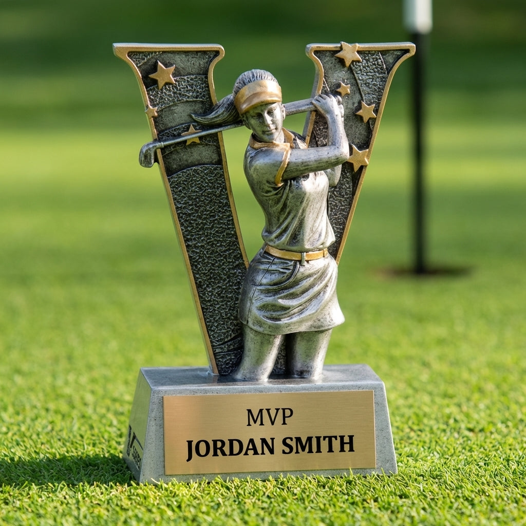 Personalized Golf Trophy 5" - Custom Engraved V for Team, Coach & MVP - View 3
