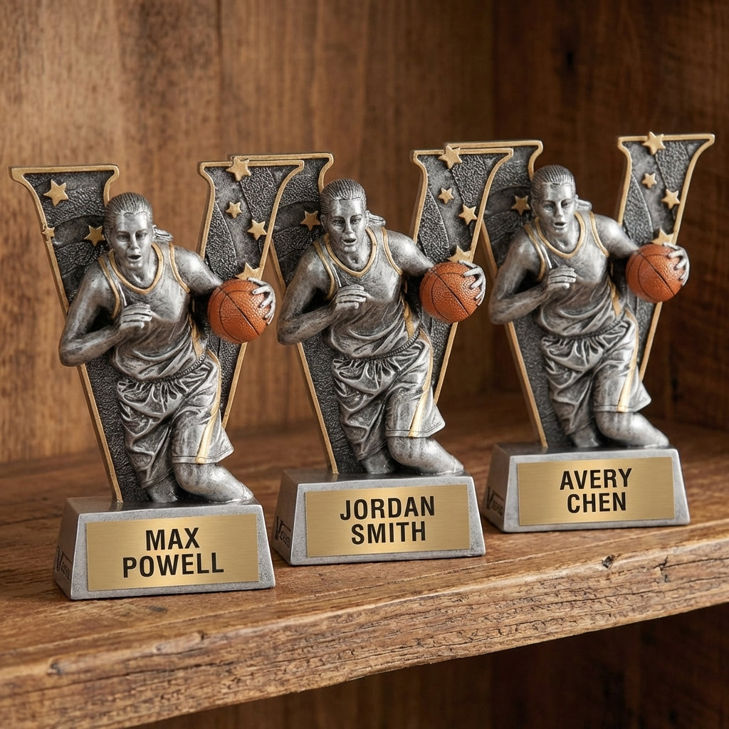 Personalized Sports Trophy 6" - Custom Engraved V for Team, Coach & MVP - View 4