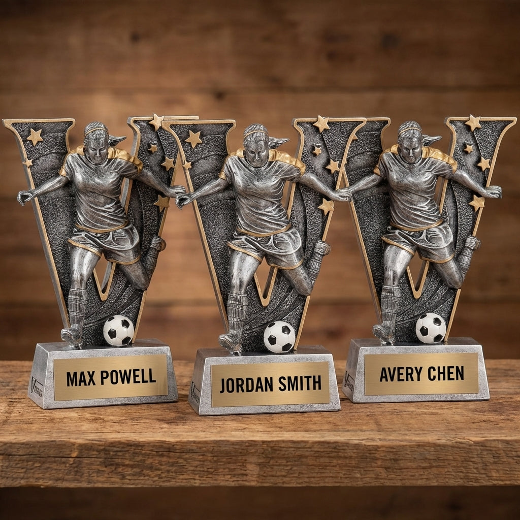 Personalized Soccer Trophy 6" - Custom Engraved V for Team, Coach & MVP - View 4