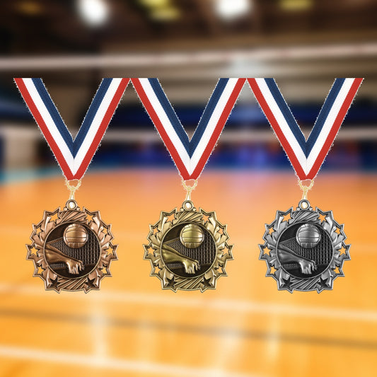 Personalized Volleyball Team Medals, Volleyball Player Medallions with Neck Ribbon, Volleyball Player Awards for Players a...