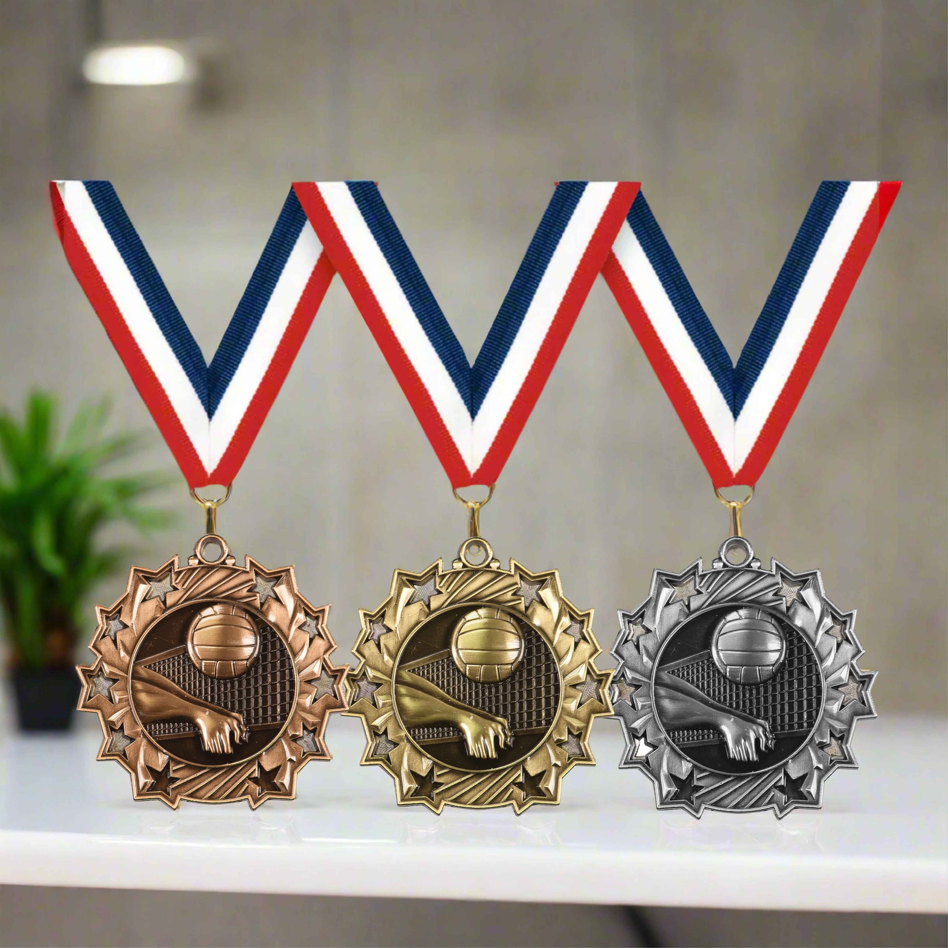 Personalized Volleyball Team Medals, Volleyball Player Medallions with Neck Ribbon, Volleyball Player Awards for Players a...