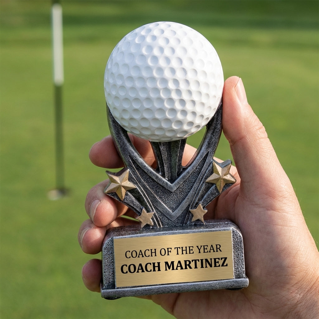 Personalized Golf Trophy 5.5" - Custom Engraved VSR for Team, Coach & MVP - View 5
