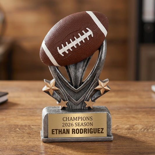 Personalized Football Trophy 7" - Custom Engraved VSR for Team, Coach & MVP - View 2