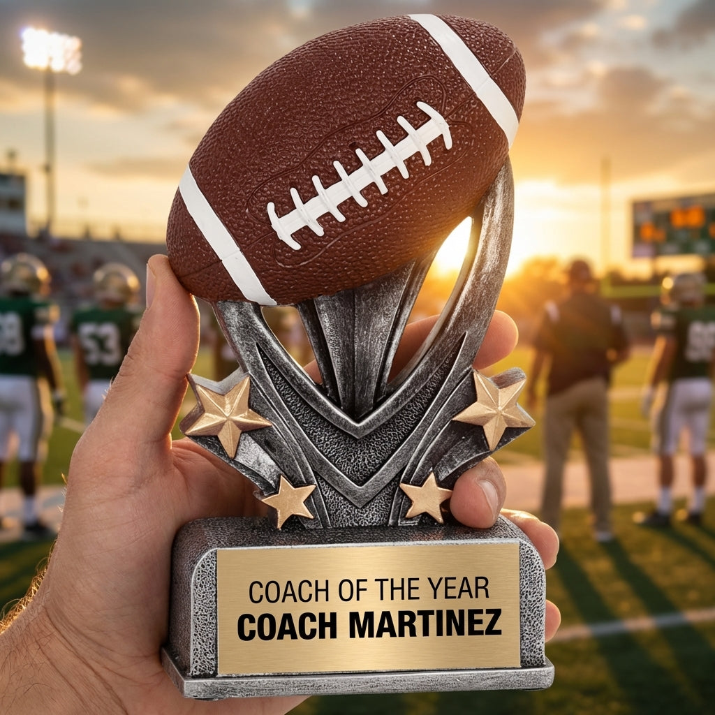 Personalized Football Trophy 7" - Custom Engraved VSR for Team, Coach & MVP - View 5