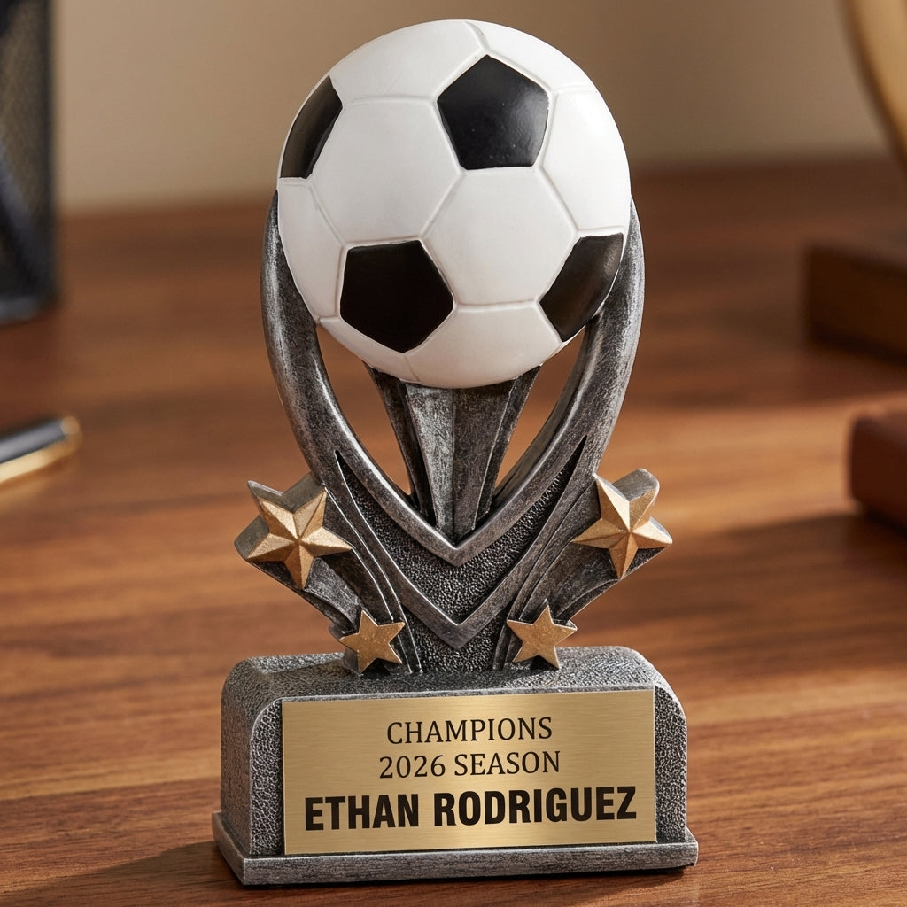 Personalized Soccer Trophy 7" - Custom Engraved VSR for Team, Coach & MVP - View 2