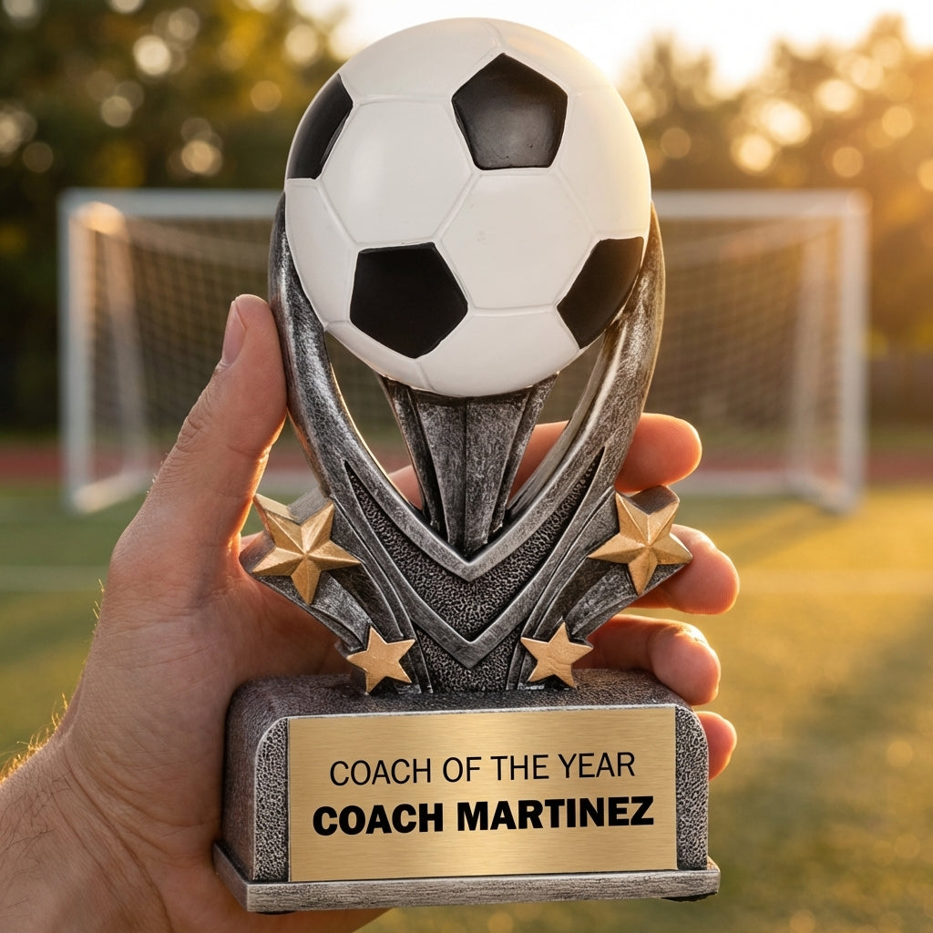 Personalized Soccer Trophy 7" - Custom Engraved VSR for Team, Coach & MVP - View 5