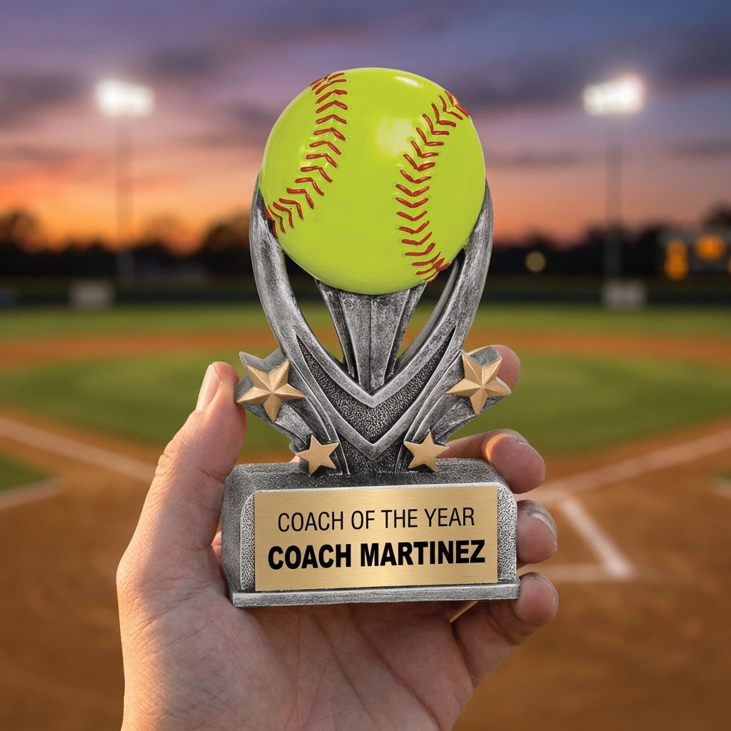 Personalized Softball Trophy 7" - Custom Engraved VSR for Team, Coach & MVP - View 5