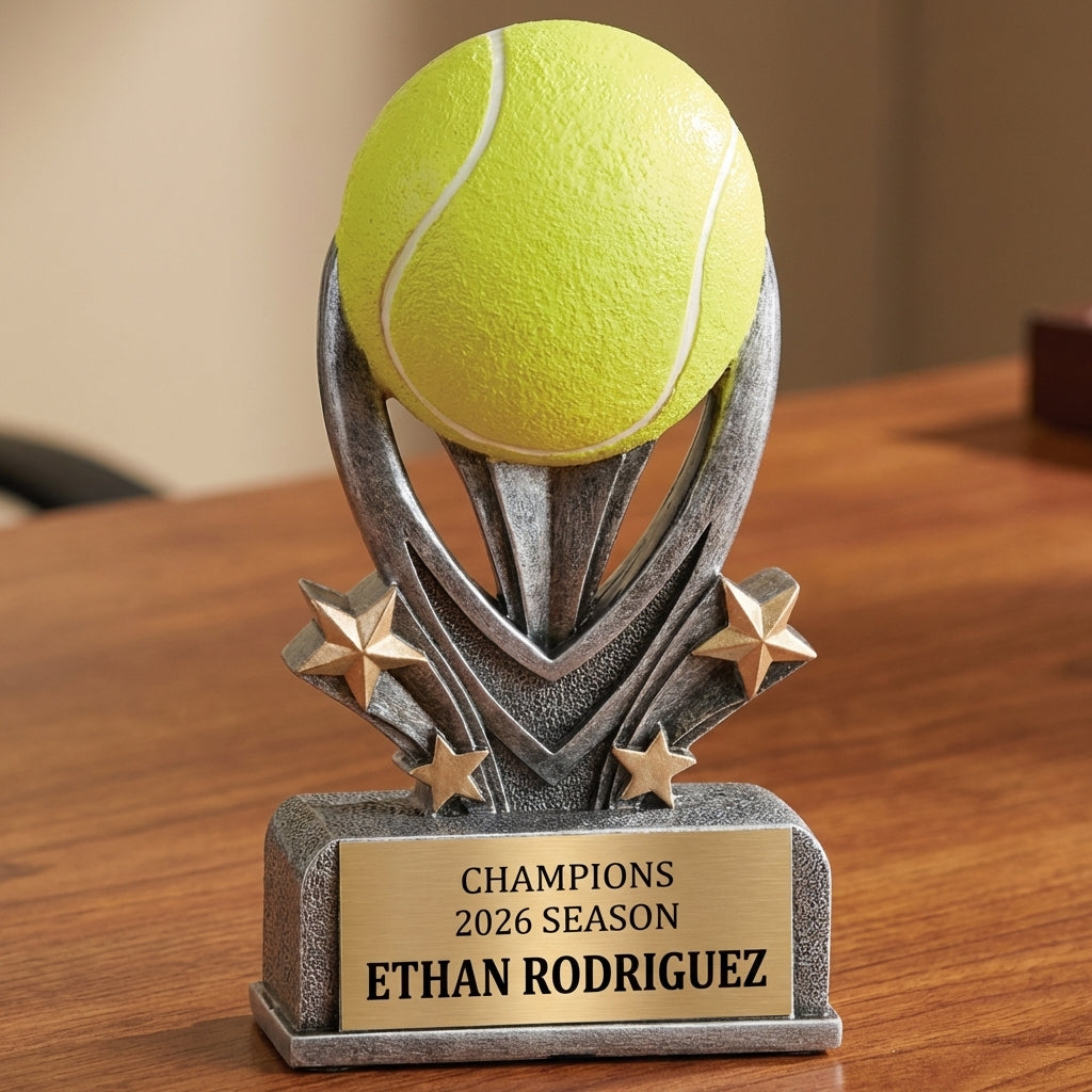 Personalized Tennis Trophy 7" - Custom Engraved VSR for Team, Coach & MVP - View 2