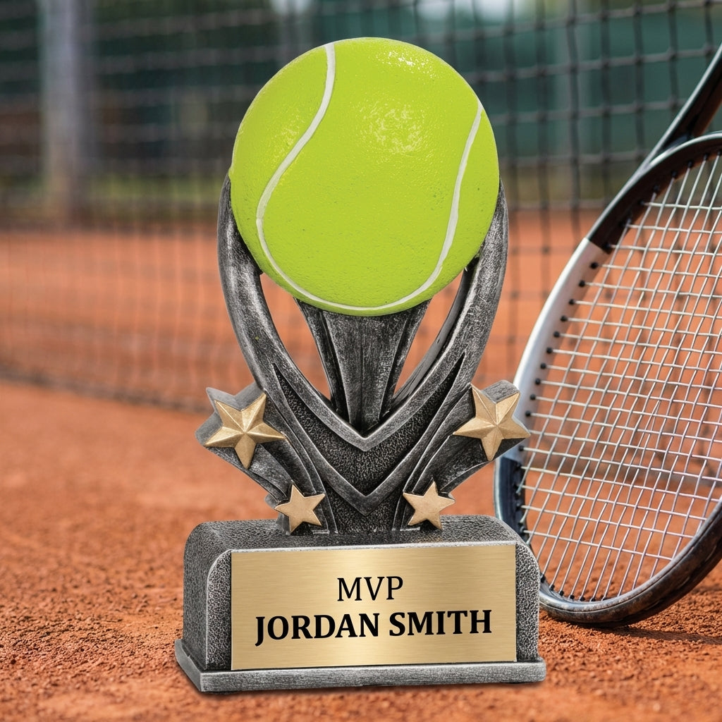 Personalized Tennis Trophy 7" - Custom Engraved VSR for Team, Coach & MVP - View 3