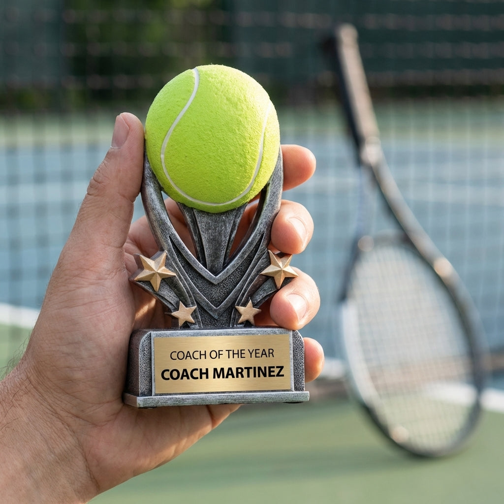 Personalized Tennis Trophy 7" - Custom Engraved VSR for Team, Coach & MVP - View 5