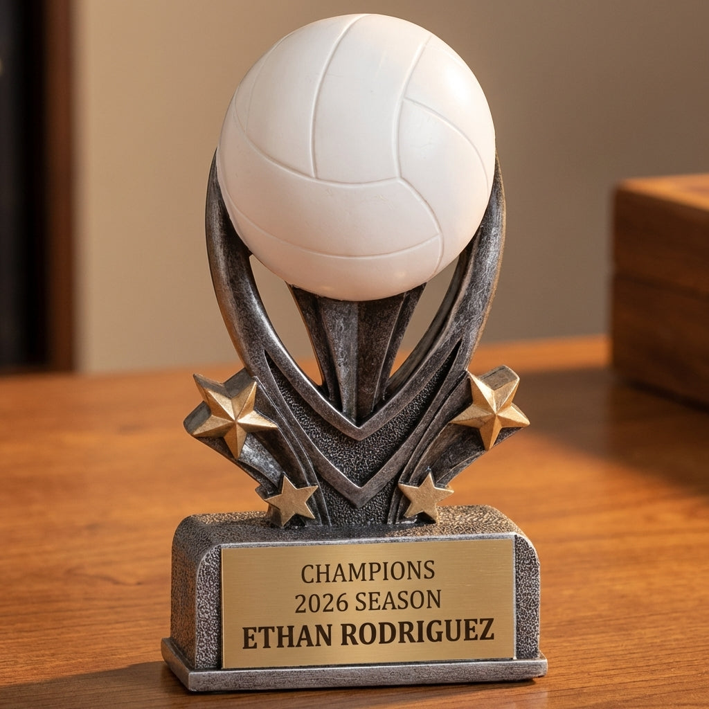 Personalized Volleyball Trophy 7" - Custom Engraved VSR for Team, Coach & MVP - View 2