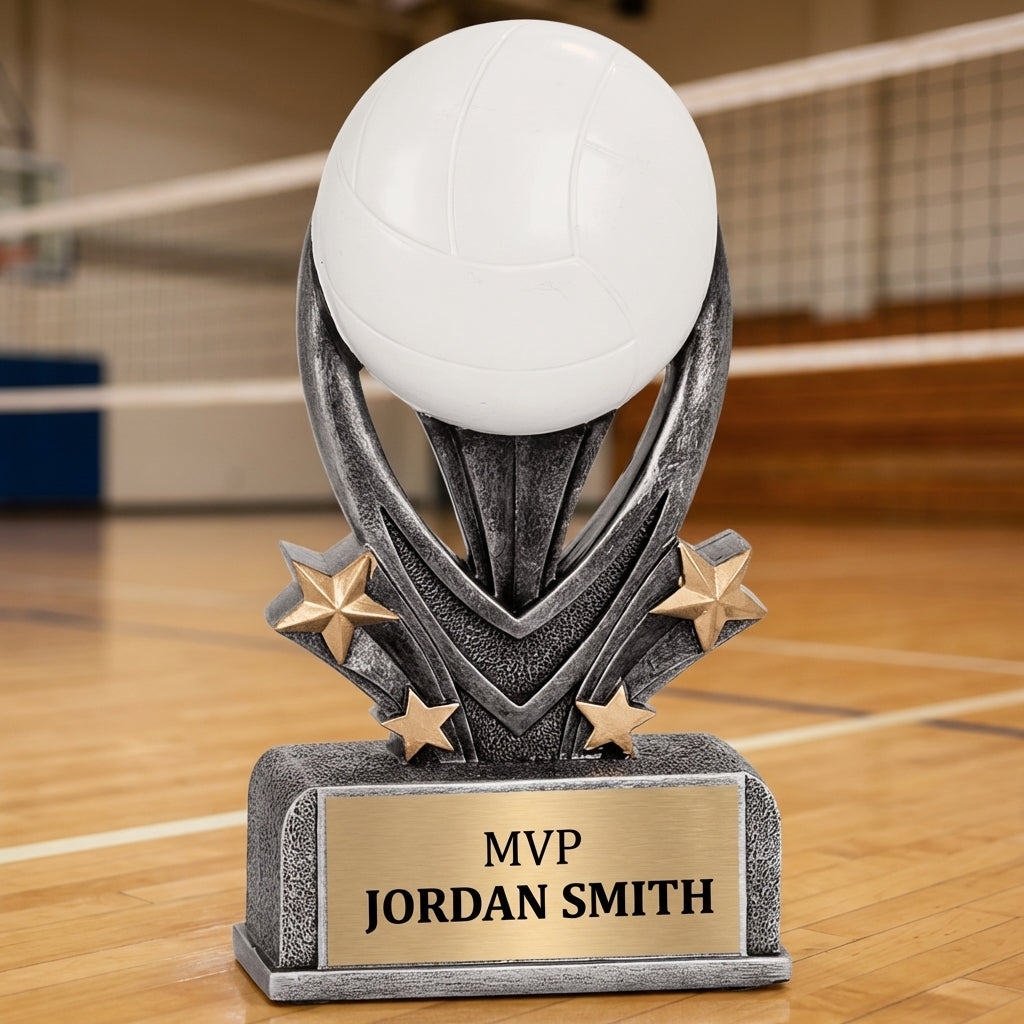 Personalized Volleyball Trophy 7" - Custom Engraved VSR for Team, Coach & MVP - View 3