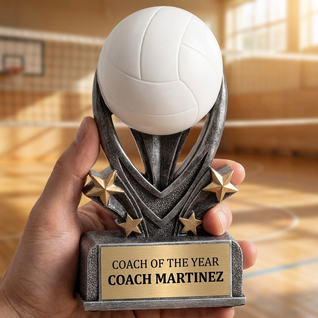 Personalized Volleyball Trophy 7" - Custom Engraved VSR for Team, Coach & MVP - View 5