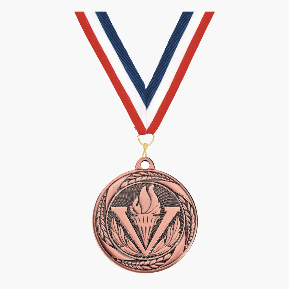Personalized Victory Medals with Neck Ribbon - Gold Silver Bronze - Custom Engraved