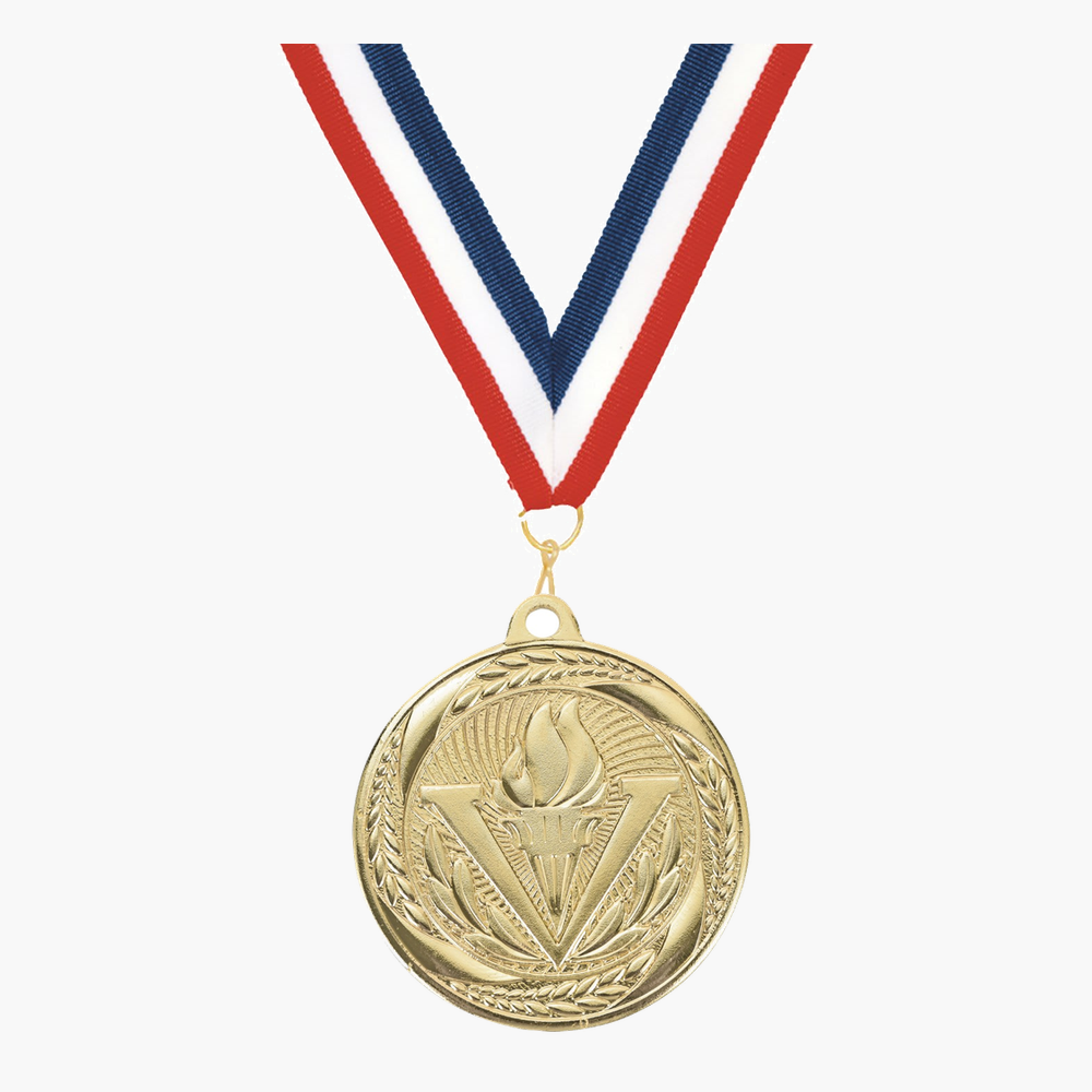 Personalized Victory Medals with Neck Ribbon - Gold Silver Bronze - Custom Engraved