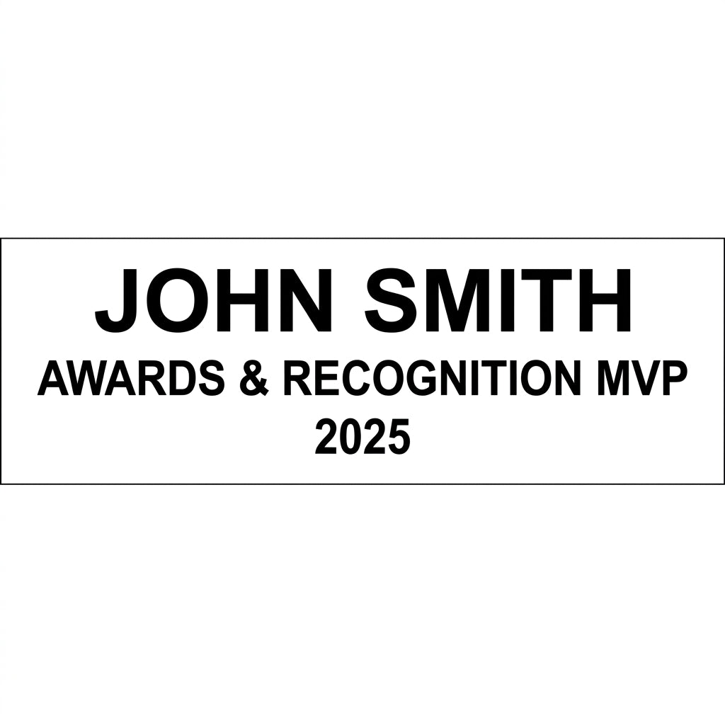 Laser engraving text-placement preview on the walnut name plate of a personalized Awards & Recognition award — featuring Engraved Service Award Plaque, a popular choice for Businesses for Employee Recognition Ceremonies