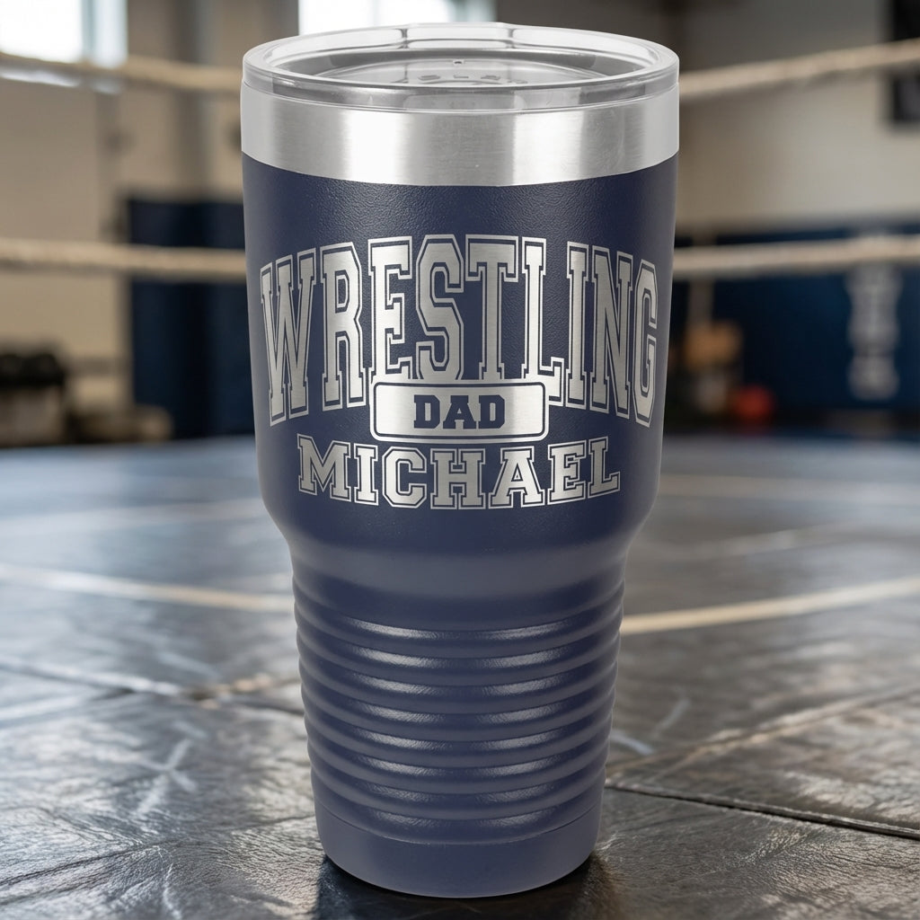 Personalized Wrestling Dad Tumbler Gift - Father's Day Birthday Christmas - Laser Engraved Durable Drinkware - Custom Name - View 3