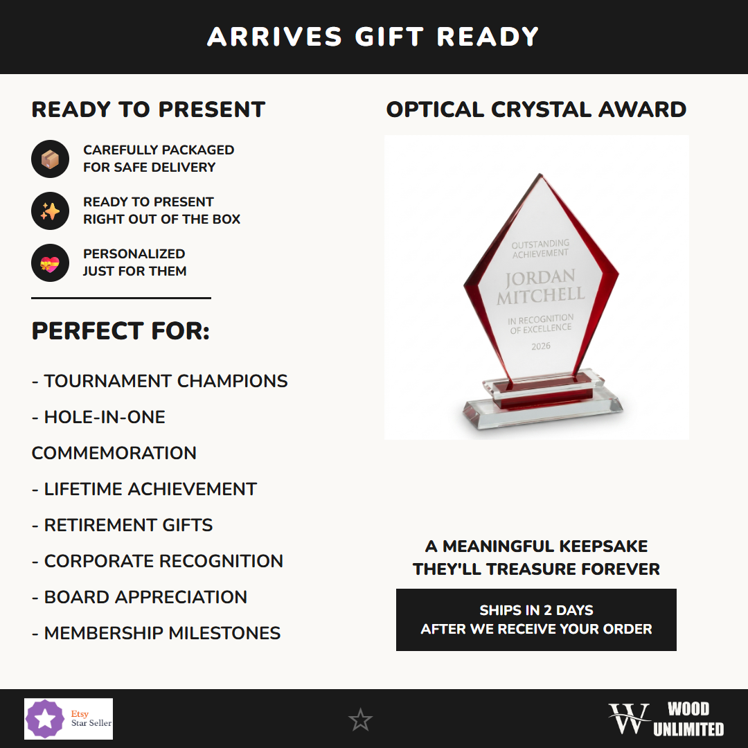 Gift-ready personalized Arrow Clear Base crystal award, perfect for ceremonies, retirements, and corporate recognition