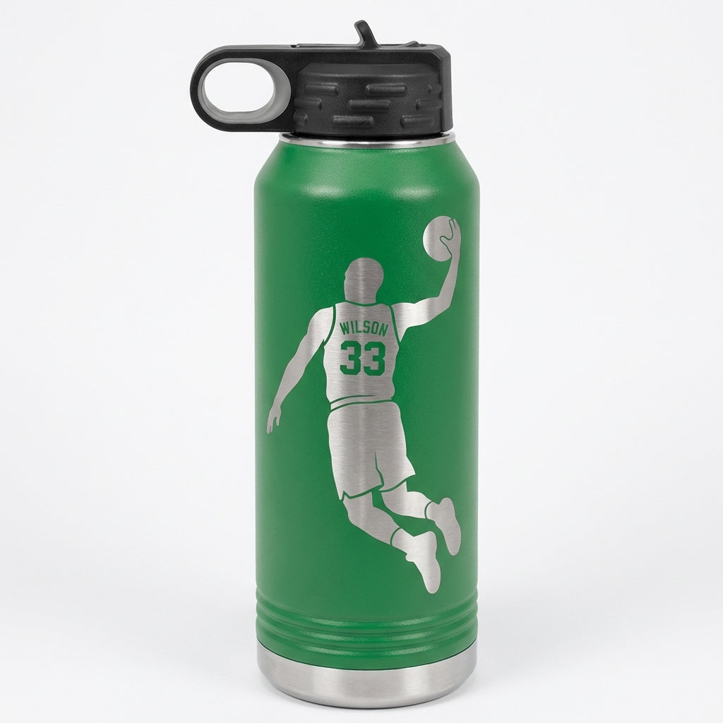 Personalized Basketball Player Water Bottle | Custom Team Gift | Laser Engraved Sports Bottle | Athlete Hydration | Name & Number - View 6