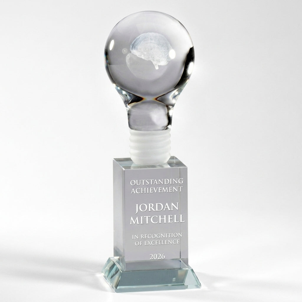 Personalized Basketball Crystal Award crystal award, custom laser engraved recognition award on a clean white studio background