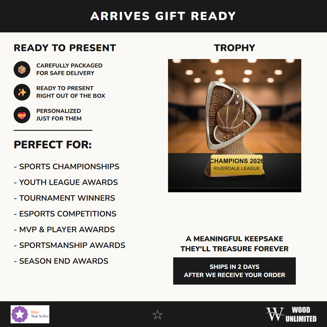 Gift-ready personalized Basketball Triad Resin Award resin award, perfect for ceremonies, retirements, and corporate recognition