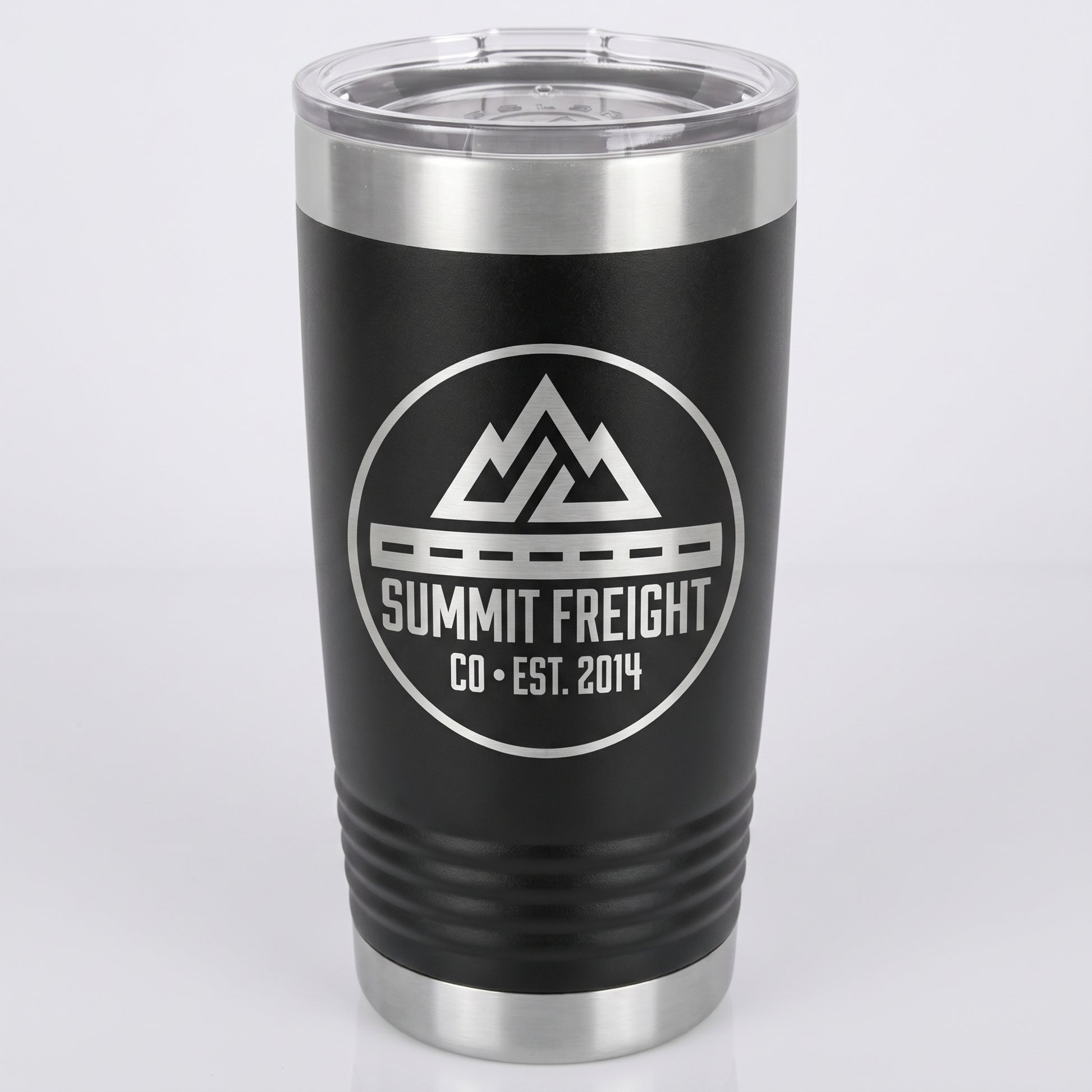 Custom Branded 20oz Tumbler laser-engraved with a company logo