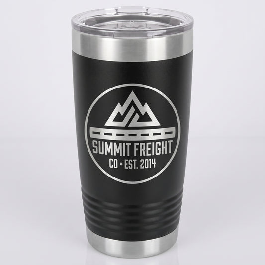 Custom Branded 20oz Tumbler laser-engraved with a company logo