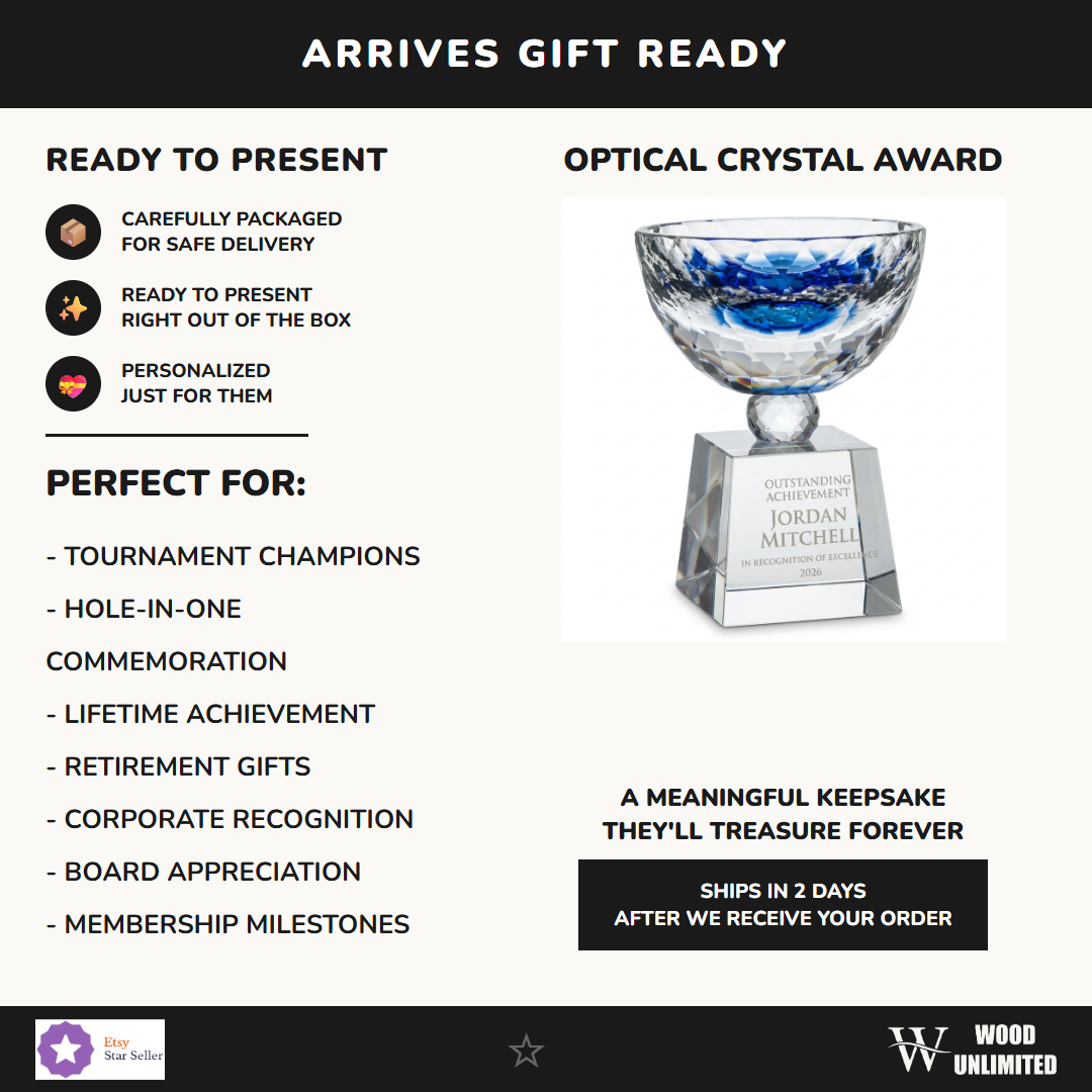 Gift-ready personalized Bowl crystal award, perfect for ceremonies, retirements, and corporate recognition