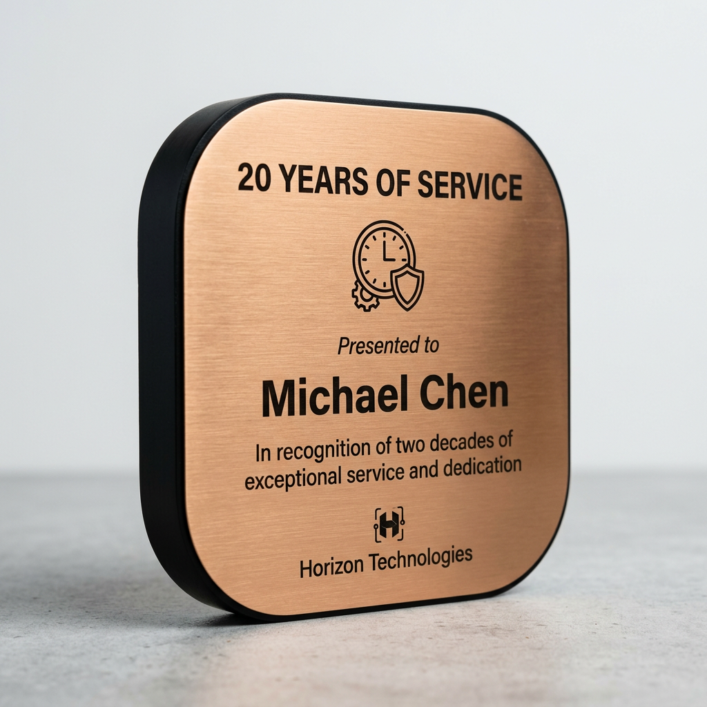 Custom Employee Recognition Award Plaque, Personalized Corporate Trophy, Laser Engraved Business Awa - engraving detail