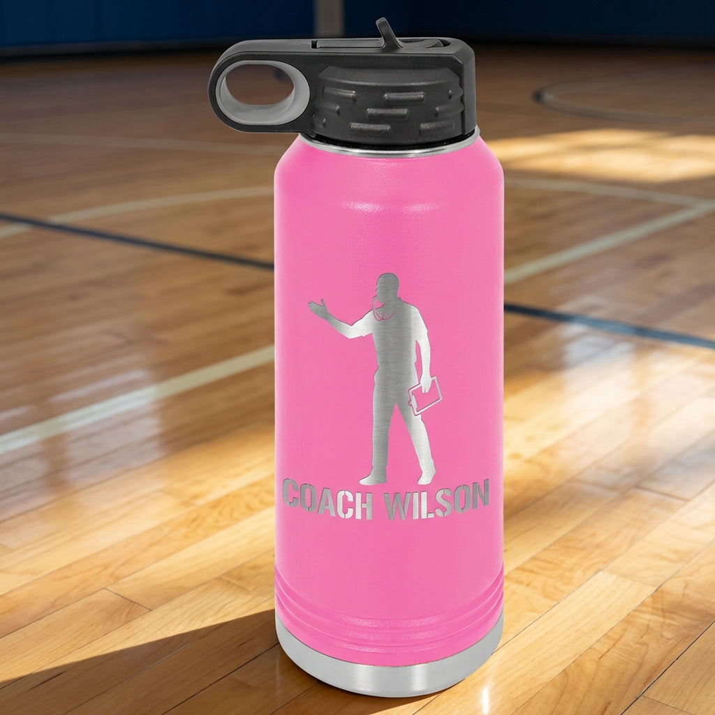 Personalized Basketball Coach Gift Water Bottle - End of Season Team Thank You - Laser Engraved - Custom Name - View 4