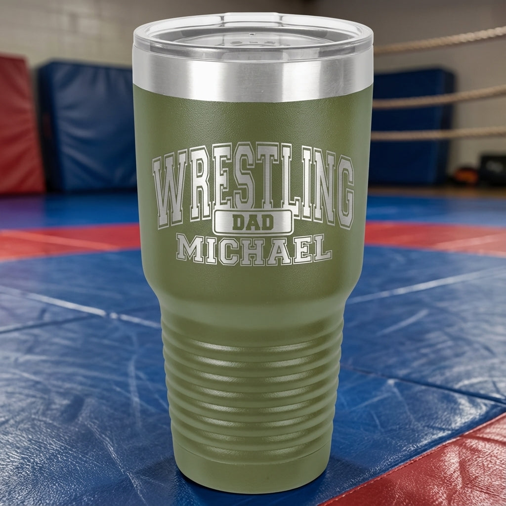 Personalized Wrestling Dad Tumbler Gift - Father's Day Birthday Christmas - Laser Engraved Durable Drinkware - Custom Name - View 6