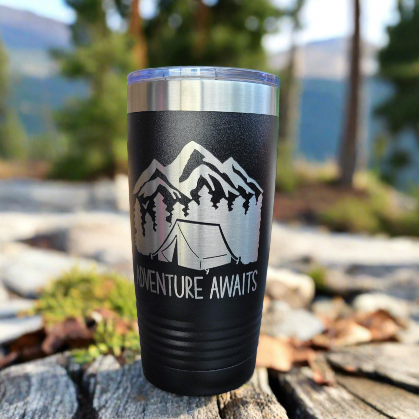 Drink Tumbler, Coffee Mug, Gift for camping enthusiast, gift for adventurous person, gift for hiking and camping enthusiast, camper gift, mountain climber gift