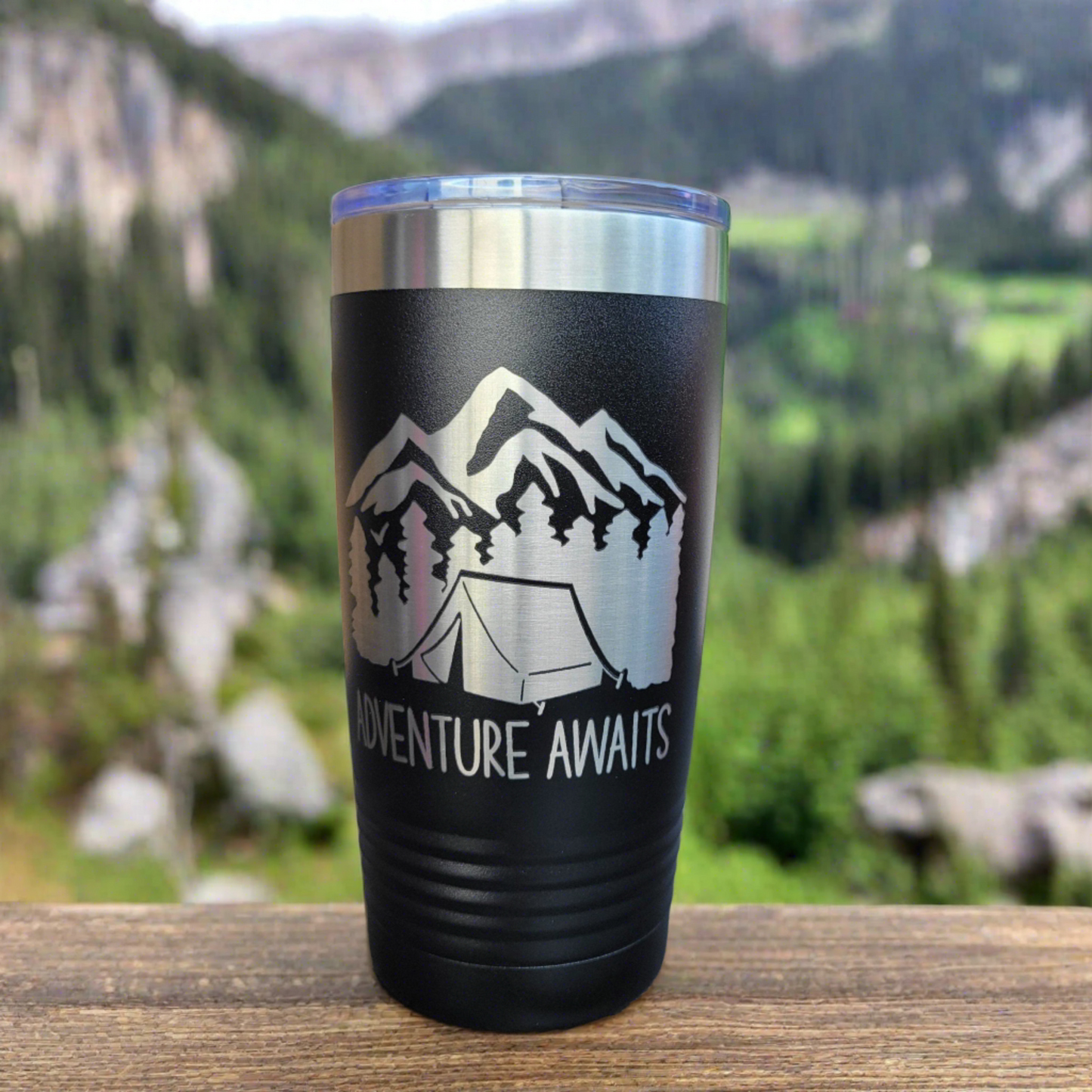 Drink Tumbler, Coffee Mug, Gift for camping enthusiast, gift for adventurous person, gift for hiking and camping enthusiast, camper gift, mountain climber gift