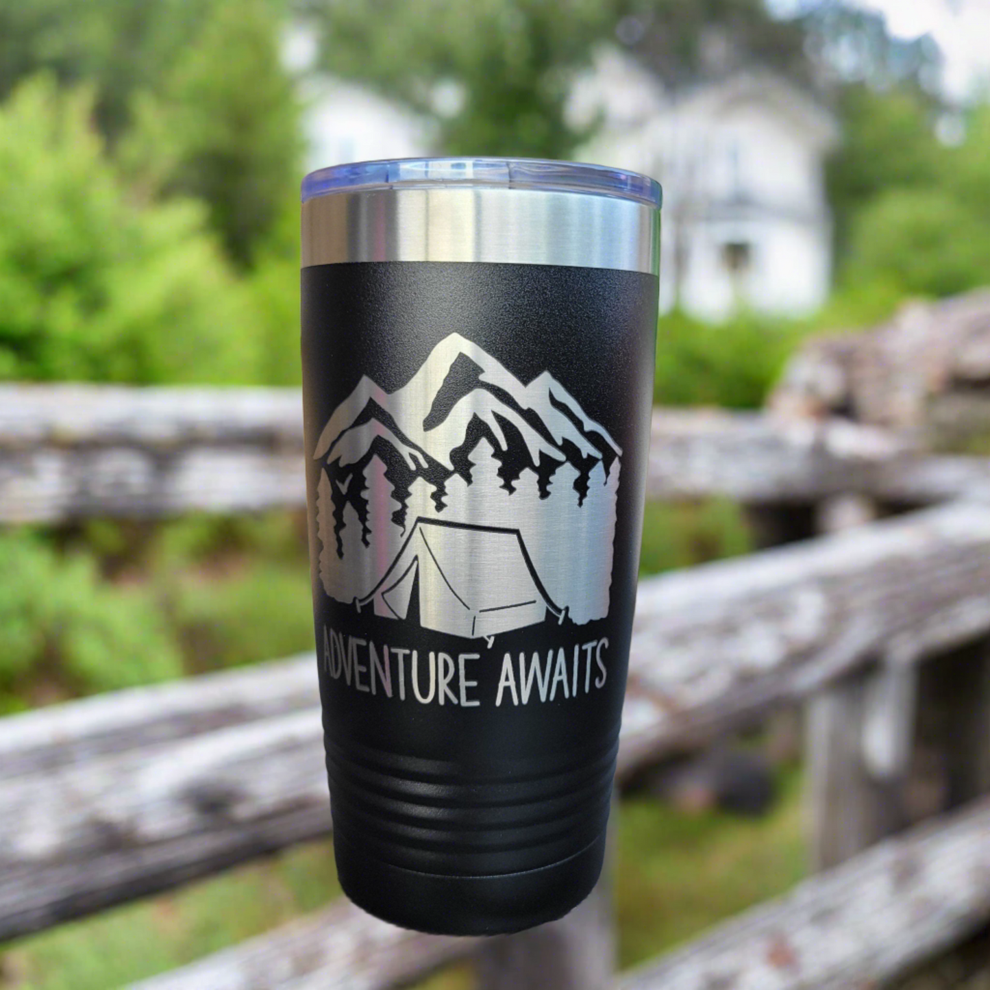 Drink Tumbler, Coffee Mug, Gift for camping enthusiast, gift for adventurous person, gift for hiking and camping enthusiast, camper gift, mountain climber gift