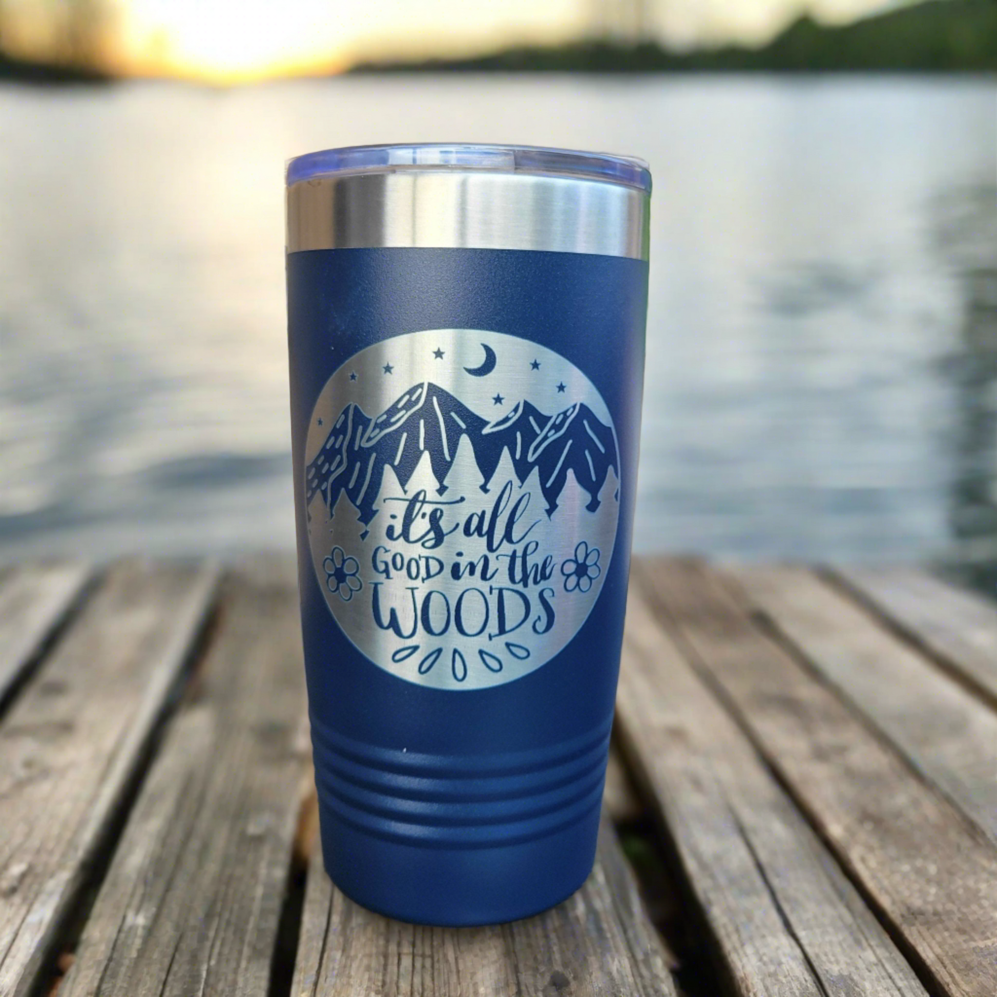 camping themed tumbler, drink tumbler all good in the woods, gift for camping enthusiast