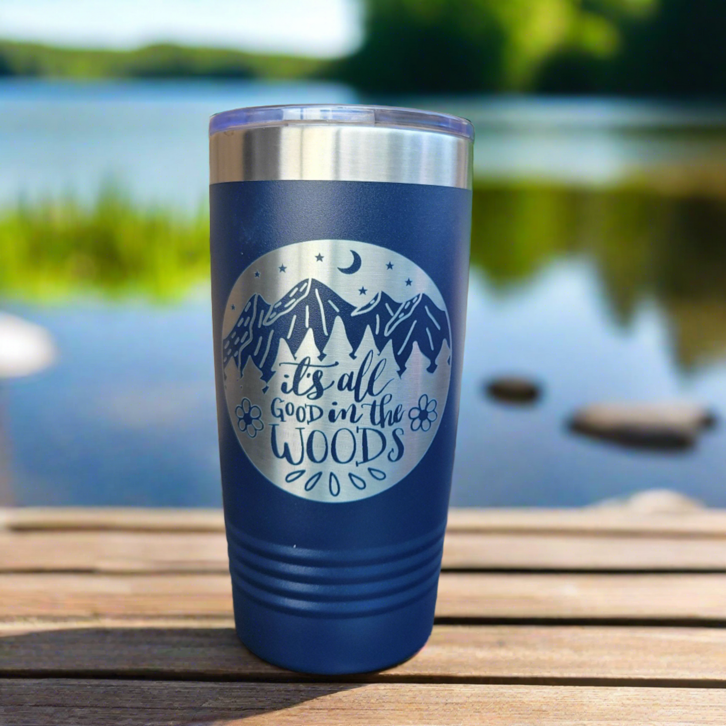 camping themed tumbler, drink tumbler all good in the woods, gift for camping enthusiast