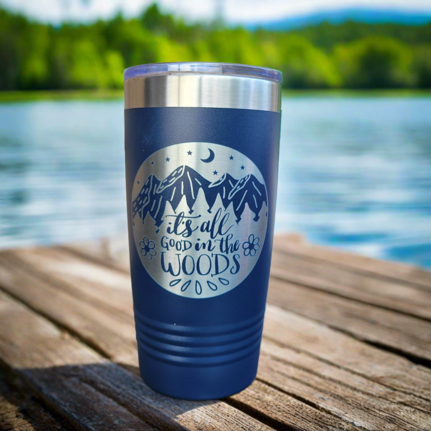 camping themed tumbler, drink tumbler all good in the woods, gift for camping enthusiast