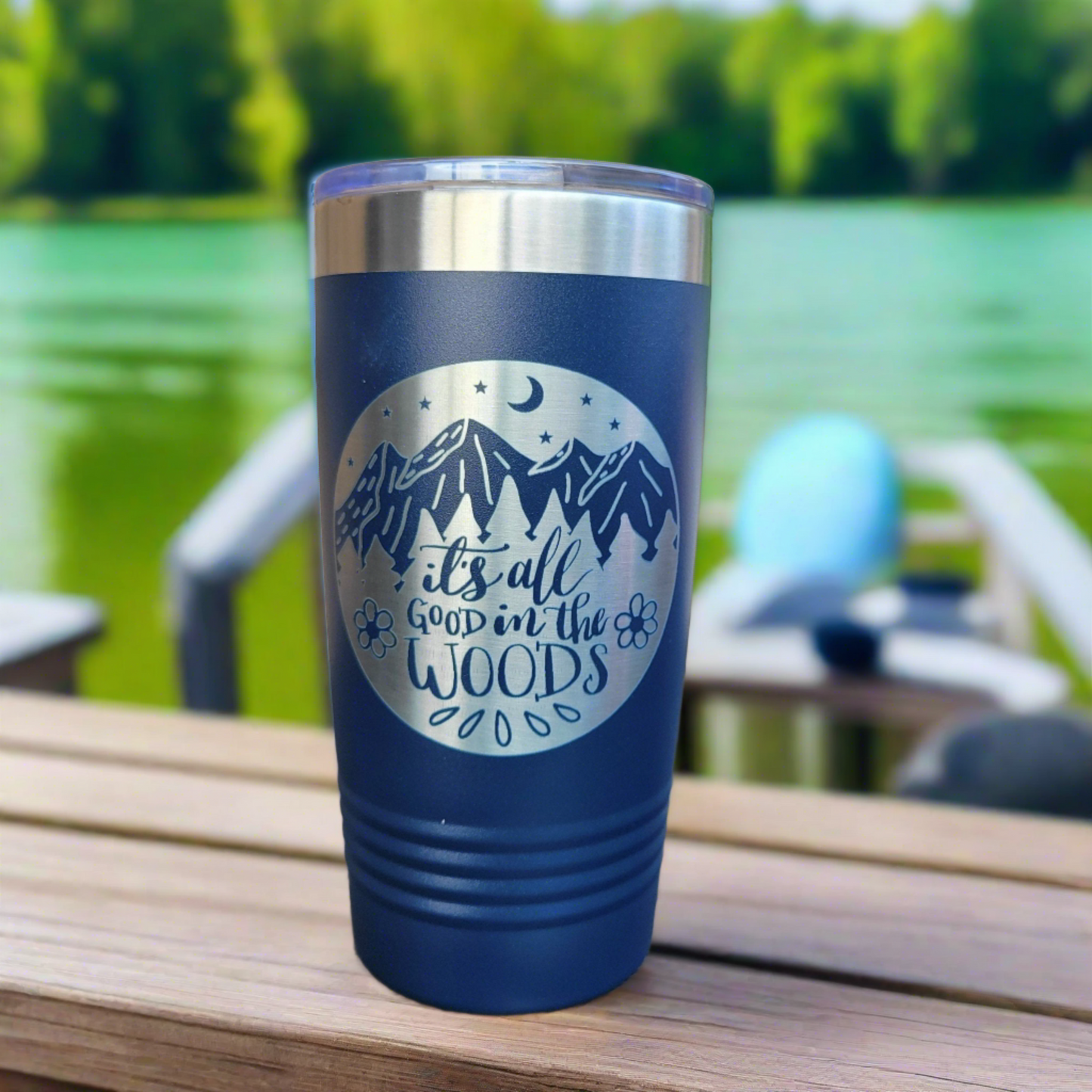 camping themed tumbler, drink tumbler all good in the woods, gift for camping enthusiast