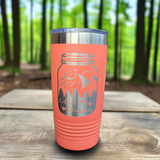 Camping Themed Insulated Tumbler, Engraved 20oz / 22oz/ 30oz Insulated Tumbler / Bottle - Hiking Tumbler - Collecting Memories Tumbler - Wood Unlimited#