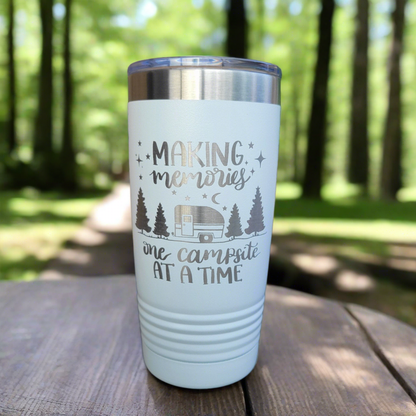 Camping Themed Insulated Tumbler, Engraved 20oz Insulated Tumbler - Hiking Tumbler - Making Memories Tumbler